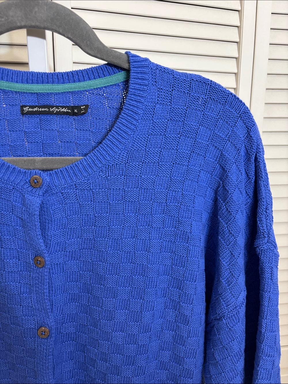 Gudrun Sjoden Royal Blue Textured Button-Front Cardigan XL - Picture 2 of 11
